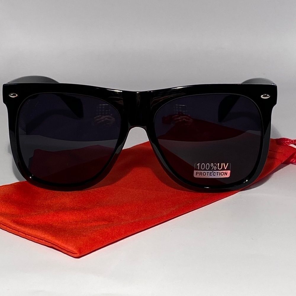 0540 Black Square Oversize Dramatic Sunglasses 100% UV Protection NWT